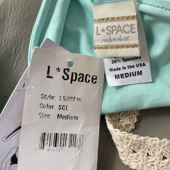NWT L*Space Aqua Green Crochet Back Bikini Top🤍💙💚 - Picture 3 of 9